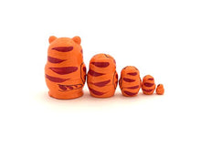 Load image into Gallery viewer, Miniature 1.25&quot; Small Orange Cat with Mouse Mini Nesting Dolls Russian Hand Carved Hand Painted 5 Piece ? The Smallest Matryoshka in The World
