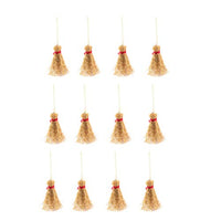 HEALLILY Mini Broom Straw Craft Decoration Artificial Brooms with Red Rope Witches Accessory for Halloween Party 12Pcs 9.54x4 x2cm