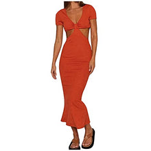 Load image into Gallery viewer, Womens Y2K Halter Tie Dye Mini Dress Boho Printed Lace Up Bodycon Dress Tropical Beach Dresses Orange
