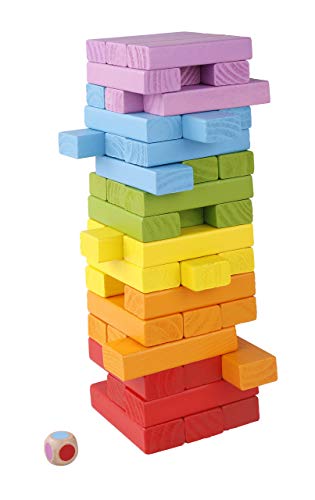 Pidoko Kids Wooden Stacking Building Blocks for Kids - Tumbling Blocks Board Games (49 Pieces)