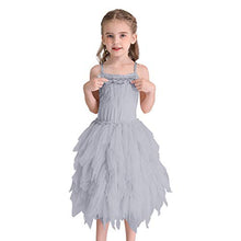 Load image into Gallery viewer, DYMCII Baby Girls Feather Swan Princess Dance Dress Prima Ballerina Costume Pageant Party Prom Birthday Short Tiered Gown Gray 5-6T
