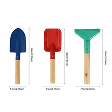 Load image into Gallery viewer, TOYANDONA 3pcs Kids Garden Tools Set Includes Shovel Rake and Trowel Metal Gardening Shovel Toys with Wood Handle Little Gardener Tool Set
