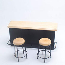 Load image into Gallery viewer, BESPORTBLE Miniature Pub Counter with 2 Mini Stool Bar Counter 1: 12 Miniature Furniture Dollhouse Mini Bar Counter Set Dollhouse Accessories
