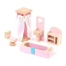 Load image into Gallery viewer, Dolls House Pink Wooden Bathroom Suite Miniature Furniture Set 3 Years Plus
