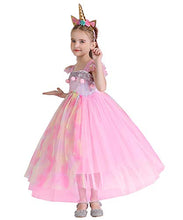 Load image into Gallery viewer, MYRISAM Girls Unicorn Costume Sequin Rainbow Tutu Dress Halloween Carnival Christmas Birthday Pageant Party Wedding Outfits Pink 8-9T
