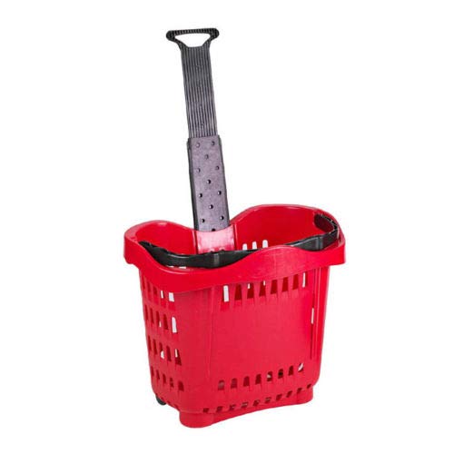 Big Rolling Shopping Basket with Roller Wheels and NEST-ABLE Telescopic Handle