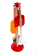 Load image into Gallery viewer, JustForKids Wooden Detachable Kids Cleaning Toy Set - Duster, Brush, Mop, Broom and Hanging Stand Play - Housekeeping Kit - STEM Toys for Toddlers Girls &amp; Boys, Total 6 Pieces
