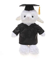 Plushland Sheep Plush Stuffed Animal Toys Present Gifts for Graduation Day, Personalized Text, Name or Your School Logo on Gown, Best for Any Grad School Kids 12 Inches(Black Cap and Gown)