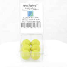 Load image into Gallery viewer, Yellow Opaque 25mm (1 Inch) Glass Marbles Pack of 6 Wondertrail
