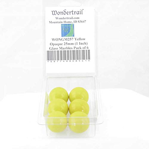 Yellow Opaque 25mm (1 Inch) Glass Marbles Pack of 6 Wondertrail