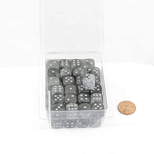 Light Smoke Borealis Dice Luminary with Silver Pips 12mm (1/2in) D6 Set of 50 Wondertrail