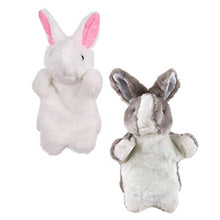 Load image into Gallery viewer, NUOBESTY 2pcs Bunny Rabbit Hand Puppets, Lovely White Grey Hand Rabbit Dolls, Creative Hand Puppets Interesting Hand Doll, Storytelling Role Playing Imagination Role Play Party Toy

