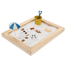 Load image into Gallery viewer, NUOBESTY Mini Ocean Garden Sand Tray Beach Zen Ocean Scene Sandbox for Desk with Natural Sand Wooden Tray Lid Rakes Rocks and Accessories 1 Set
