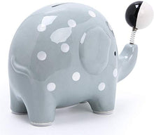 Load image into Gallery viewer, TOYSBBS Elephant with Interesting Spring Ball Ceramic Piggy Bank Coin Bank,Gray

