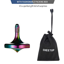 Load image into Gallery viewer, CHEETOP Precision Metal Spinning Top, Well Made Stainless Steel Spin Long Lasting Exceed 6 Mins Desktop Gyro EDC Toy, Perfect Balance Easy to Use Kill Time Efficiently (Pro-Iridescent)
