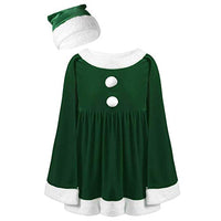 JEEYJOO Kids Girls Sleeveless Velvet White Pompom Cloak Dress with Hat Holiday Christmas Costume Green 8