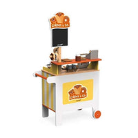 Janod Crepes & Co Waffle Wooden Food Vendor Cart Stand Playset Toy with 40 Accessories for Imagination Play for Ages 3+ (J06587)