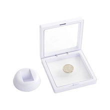 Load image into Gallery viewer, 4 Pieces Coin 3D Display Stand Box Set Diamond Square Medallion Challenge Coin Chip Display Stand Holder 3D Floating Frame Display Stand Box for Coins Medallions Jewelry 3.54&quot;x3.54&quot; White
