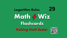 Load image into Gallery viewer, Math Wiz Flashcards Deck 29 Logarithm Rules

