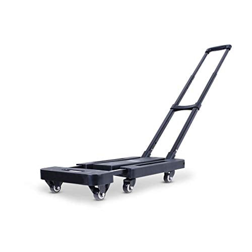 Folding Portable Shopping Cart Pull Goods Small Trailer Home Shopping Cart (Color : Black, Size : M)