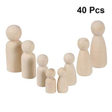Load image into Gallery viewer, NUOBESTY 40pcs Unfinished Wooden Peg Dolls Peg People Doll Bodies Wooden Figures for Painting Craft Art Projects Peg Game Cake Decoration
