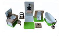 Nuoyi Popular Most Plastic and Solid Wood Doll House Furniture Bathroom Set(7pcs),Including Carpets,Safety Material
