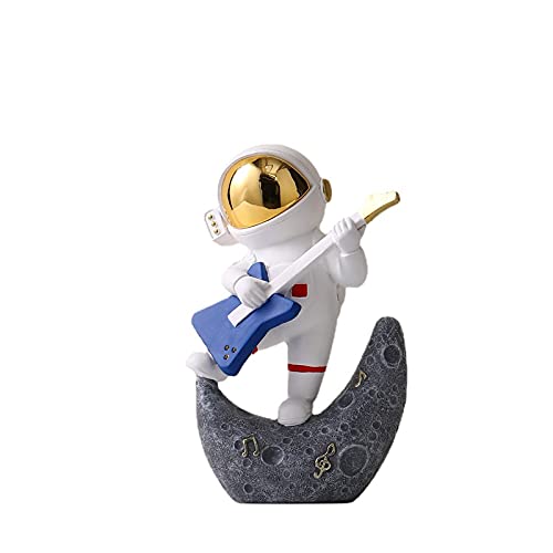 Ceramic Joe Astronaut Band Desktop Toys Home Office Car Decoration Creative Astronaut Dolls (Guitar Player - Gold)