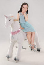 Load image into Gallery viewer, UFREE Ride on Unicorn, Large Mechanical Rocking Horse Toy, Ride on Bounce up and Down and Move, 44 inch for Children 6 Years to Adult (White Unicorn with Pink Horn)
