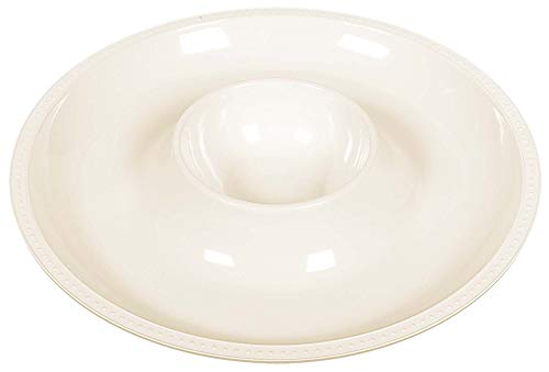 Cream White Chip and Dip Beaded Plastic Bowl - 1pc