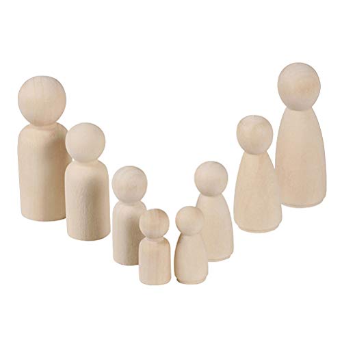 NUOBESTY 40pcs Unfinished Wooden Peg Dolls Peg People Doll Bodies Wooden Figures for Painting Craft Art Projects Peg Game Cake Decoration