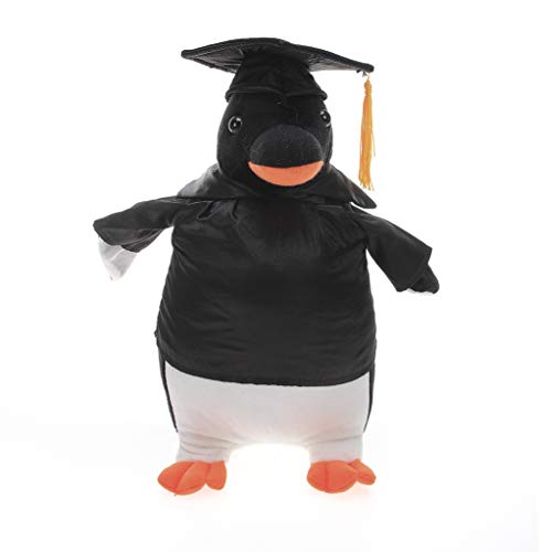 Plushland Penguin Plush Stuffed Animal Toys Present Gifts for Graduation Day, Personalized Text, Name or Your School Logo on Gown, Best for Any Grad School Kids 12 Inches(Black Cap and Gown)