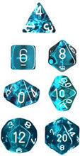 Load image into Gallery viewer, Chessex Polyhedral 7-Die Translucent Dice Set - Teal (d4, d6, d8, d10, d12, d20 &amp; d00)
