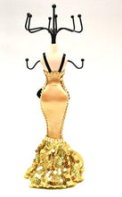 Load image into Gallery viewer, Gold Sequin Peplum Mermaid Dress Mannequin Jewelry Doll
