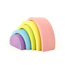 Load image into Gallery viewer, Pastel Rainbow stacking toy 5pcs Montessori toys for 3+ year old Rainbow stacker toy Educational Baby toys Stacking Blocks Learning toys
