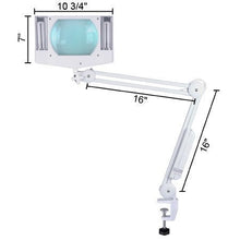 Load image into Gallery viewer, 5x Magnifiying Glass Desk Swinging Arm Lamp with Clamp mount
