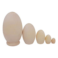 Healifty 5Pcs Unpainted Russian Nesting Doll Wooden Matryoshka Doll Toy Egg Shaped DIY Unfinished Blank Doll for Christmas Party Favors Gifts