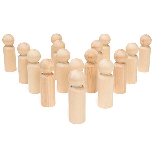 Unfinished Wooden Peg Dolls Large 3.5 inches, Dad Shape, Pack of 250 Birch Peg People, Charming Wood Figurines to Paint