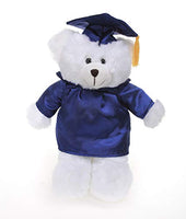 Plushland White Bear Plush Stuffed Animal Toys Present Gifts for Graduation Day, Personalized Text, Name or Your School Logo on Gown, Best for Any Grad School Kids 12 Inches(Navy Cap and Gown)