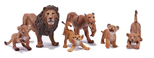 MOPANXI 6PCS Realistic African Lion Family Set Figurines with Lion Cubs, 2-5