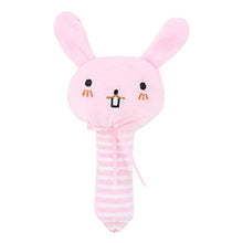 Load image into Gallery viewer, Baby Rattle Stick Toy, Premium Material Comfortable Non-Toxic Animal Handbell, for Baby Kid(Pink Rabbit Hand Crank)

