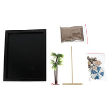 Load image into Gallery viewer, NUOBESTY Mini Ocean Garden Sand Tray Beach Meditation Ocean Scene Sandbox for Desk with Sand Wooden Tray Lid Sea Rakes Rocks and Accessories 1 Set
