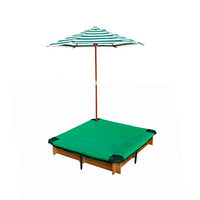 Gorilla Playsets 02-3019 Interlocking Sandbox with Cover and Umbrella, Wood, Square, 45.5