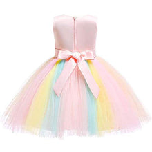 Load image into Gallery viewer, NEWEPIE Girls Unicorn Outfits Princess Birthday Dress Kids Party Halloween Costume Pageant Christmas Tulle Dress w/Headband Rainbow 3-4T
