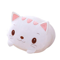 AIXINI 23.6 inch Cute White Cat Plush Stuffed Animal Cylindrical Body Pillow,Super Soft Cartoon Hugging Toy Gifts for Bedding, Kids Sleeping Kawaii Pillow
