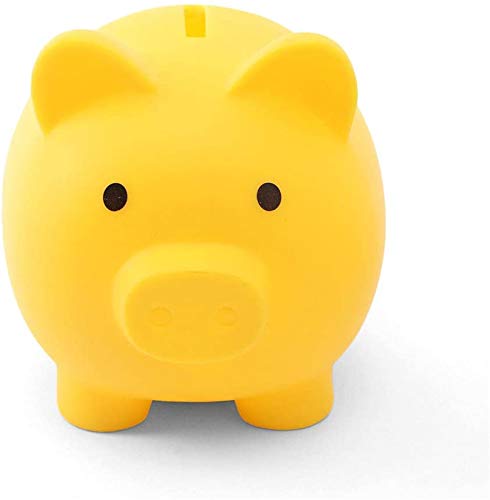 Cute Plastic Piggy Bank,Pig Money Box Plastic Piggy Bank for Kids Money Collections and Savings,Unique Birthday Gift (Yellow, S)