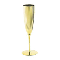 Gold Metallic Plastic Champagne Flutes - Party Supplies - 12 Pieces