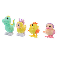 Toyvian 4pcs Wind Up Animal Toys Cute Chicks Duck Bees Dinosau Clockwork Plaything Running Jumping Shaking Toy for Kids Toddler Birthday Party Gift Random Color