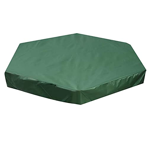 Qoyntuer Sandbox Cover Sandpit Covers, Oxford Protective Cover Waterproof Dustproof Sandpit Pool Cover, Hexagon Green Sandbox Canopy with Drawstring for Outdoor Garden Storage Covers (230X200cm)