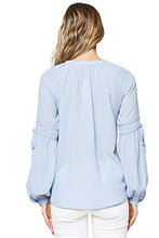 Load image into Gallery viewer, Sugarlips Women&#39;s Make A Move Balloon Sleeve Blouse, Blue, Small
