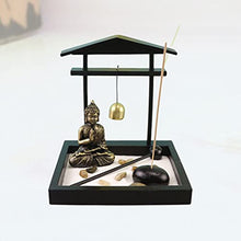Load image into Gallery viewer, balacoo Japanese Tabletop Meditation Zen Small Office Desktop Miniature Buddha Tabletop Mini Rock Sand Wooden Base Peaceful Garden Decoration
